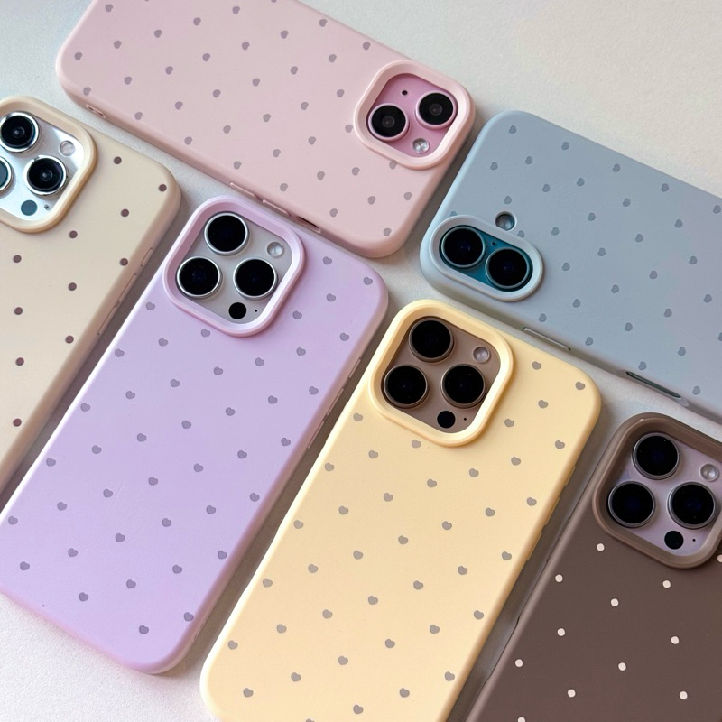 [i17]พร้อมส่ง 10สี🍦 T1S201 เคสนิ่มกันเลนส์กล้องลายจุด, ลายหัวใจ 💘 เคสไอโฟน สำหรับ iPhone case 11-15Promax,17Pro,17Promax รูปที่ 5