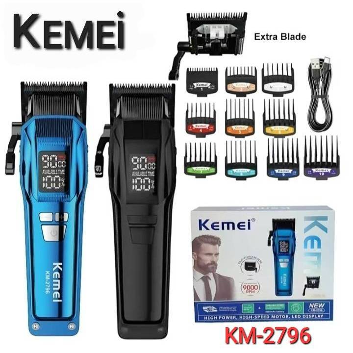 ปัดเตอร์เลี่ยนตัดผม Kemei Km-2796 แบตเตอร์เลี่ยนเครื่่องตัดผม อัจฉริยะ มอเตอร์แรง10w ของแท้100%