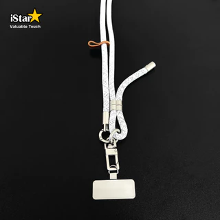 iStar สายคล้องเคสโทรศัพท์ สายยาว 140 ซม. หนา 8 มม. คล้องไหล่ ปรับได้ พร้อมแผ่นอลูมิเนีนมห้อยโทรศัพท์