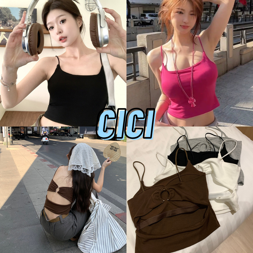 ส่งทันที Cici(NO. H320) เสื้อสายเดี่ยวมีฟองน้ำในตัว ดีเทลเว้าหลังแซ่บๆตัวแม่ตัวมัม สายแฟชั่นต้องมี