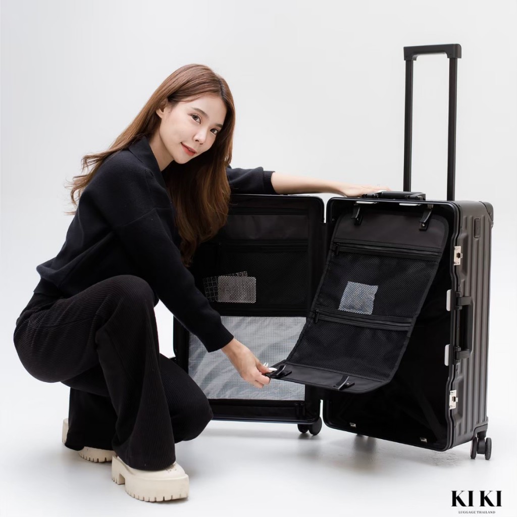 KIKI - Soyer fridge (รับประกัน 5 ปี) กระเป๋าเดินทางโครงอลูมิเนียม ทรง trunk