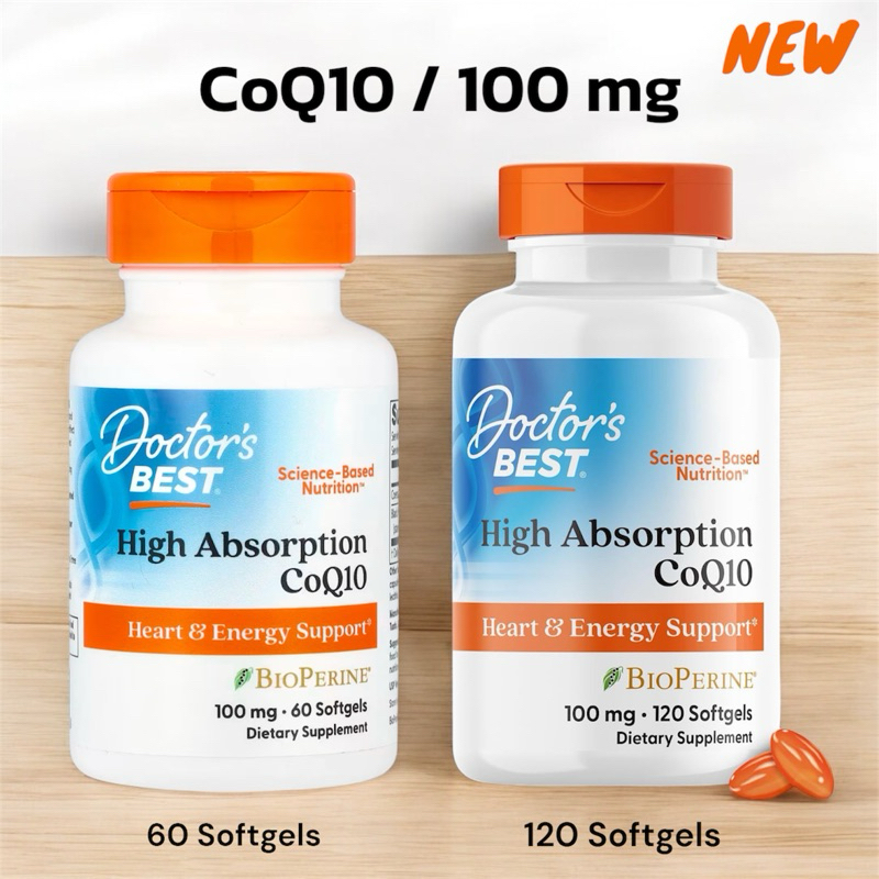 ✅พร้อมส่ง [แพ็คเกจใหม่]🧡CoQ10 (100 mg) เม็ดซอฟเจล Doctor's Best, High Absorption CoQ10, 100 mg, CoEn