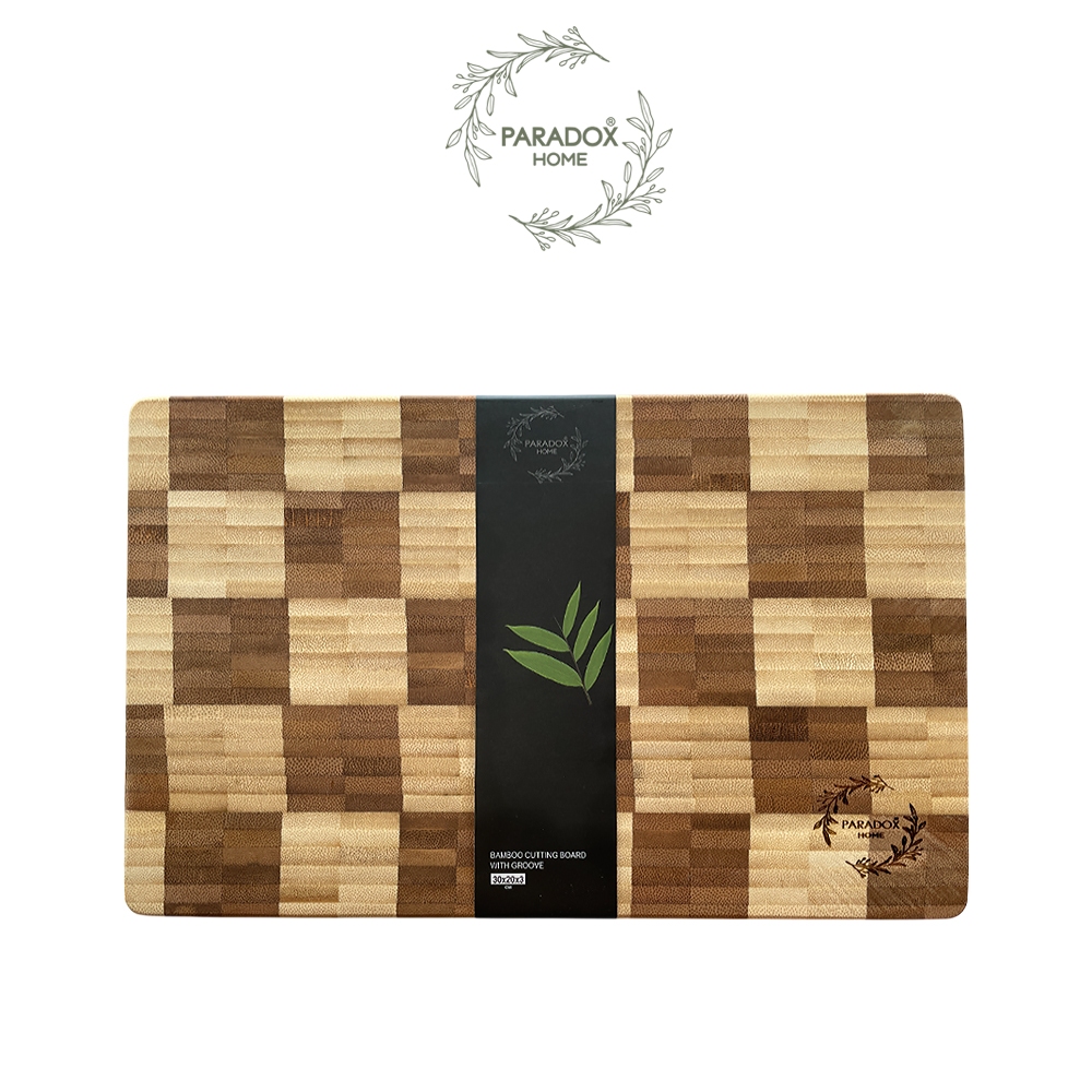Paradox : เขียงไม้ไผ่ ลายตาราง ขนาด 30x20x3 ซม. BAMBOO CUTTING BOARD WITH GROVE HB01152