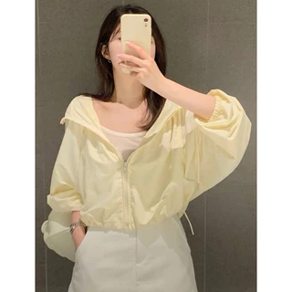 เสื้อคลุมผู้หญิง เสื้อคลุมกันแดด เสื้อคลุมผ้าร่ม แขนยาวมีฮู้ด มีกระเป๋า