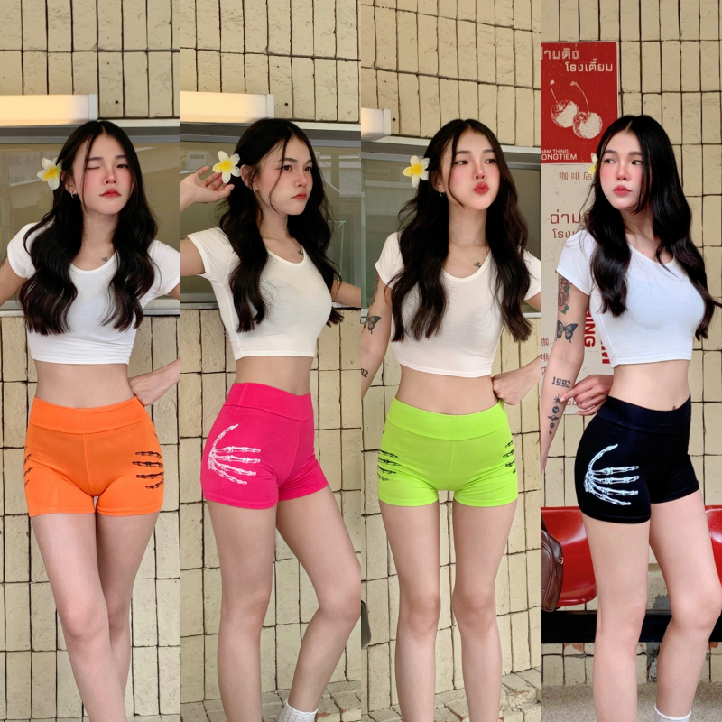 🌈SpinnyHouse🌈เลคกิ้งขาสั้น กางเกงขาสั้น ผ้าเรย่อนยืดเยอะ ใส่เล่นน้ำ ใส่เล่นสงกรานต์ รุ่น เลคกิ้งขาสั้นกระดูกข้าง