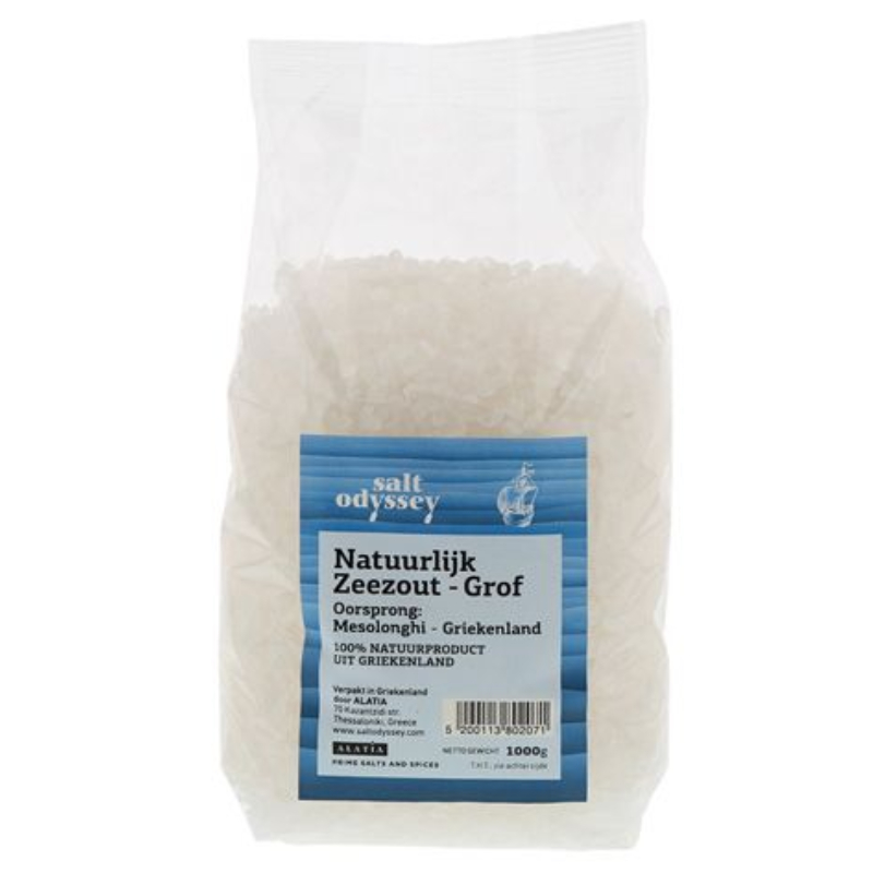 ซอลท์ ออดิซซี เกลือทะเลแบบหยาบ จากประเทศกรีซ 1 กิโลกรัม - Pure coarse sea salt from Messolonghi 1kg Salt odyssey brand