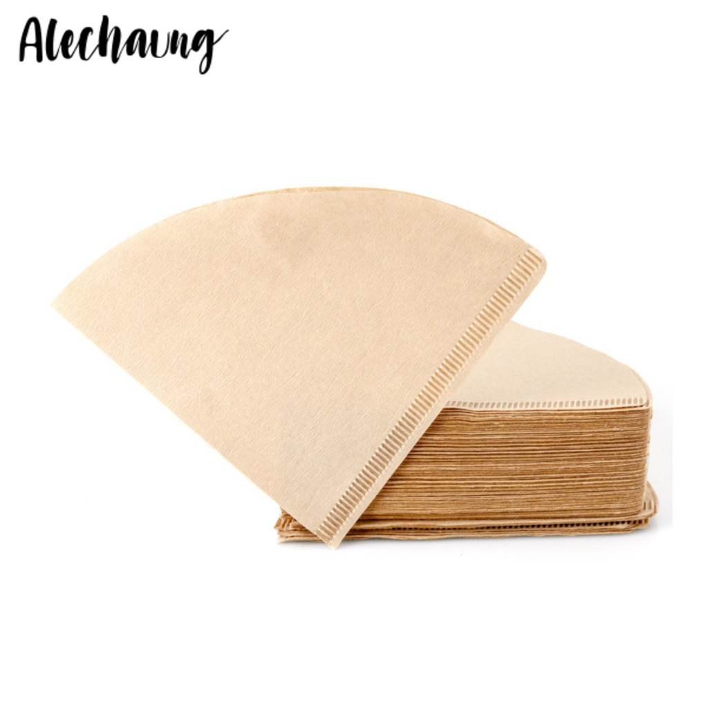 กระดาษกรองกาแฟ กระดาษดริป 100 แผ่น 2ฟรี1 Drip Coffee Paper Filterแผ่นฟิลเตอร์กรองแบบหนา ไม่ฟอกขาว Alechaung coffee