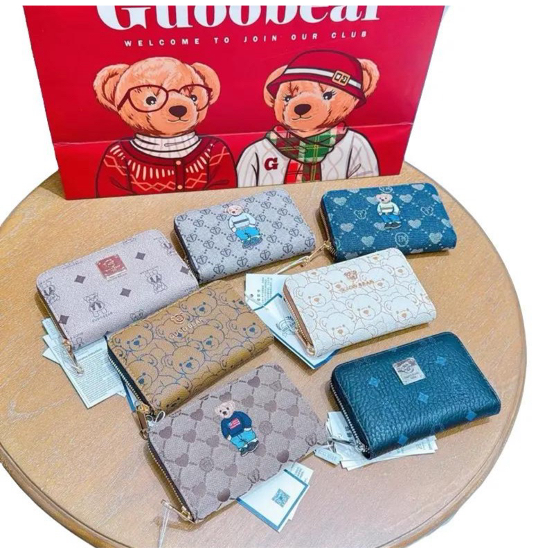 GUOO BEAR กระเป๋าสตางค์ ใบกลาง ซิปรอบ 5.5x3.5” พร้อมถุงแบรนด์แท้