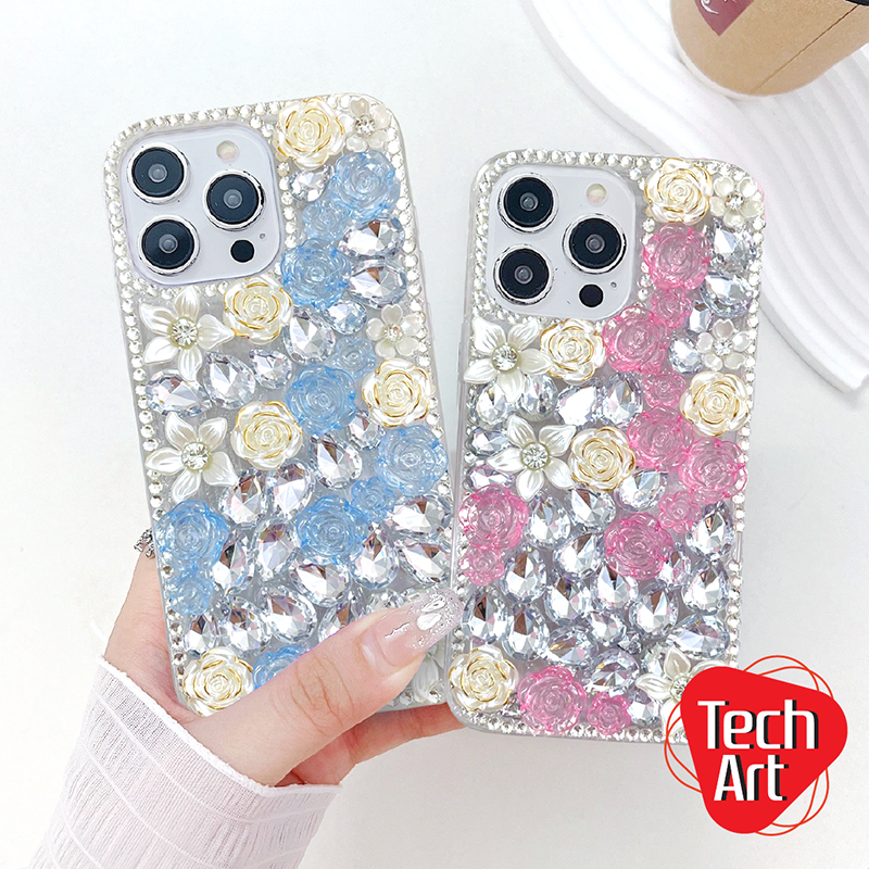 เคสติดเพชรคริสตัลอะไหล่ดอกไม้ ip14 14Plus 14Promax 15 15Plus 15Pro 15Promax 16 16Plus 16Pro 16Promax
