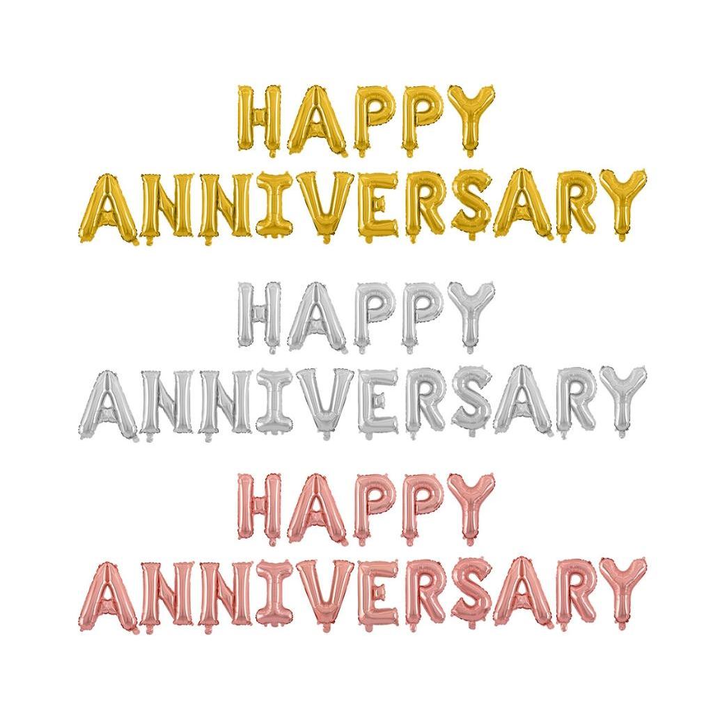 ลูกโป่งฟอยล์ วันครบรอบ ตัวหนังสือ 16 นิ้ว ครบรอบแต่งงาน ป้ายวันครบรอบ วาเลนไทน์ HAPPY ANNIVERSARY 16