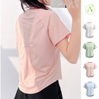 ArayaLady เสื้อออกกำลังกายผู้หญิง เสื้อแขนสั้นกีฬา ทรงหลวม ส…