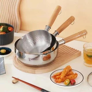 [ซื้อ 1 แถม 1] 30cm กระทะสแตนเลส + 18cm หม้อซุป ก้นลึก กะทะสแตนเลส หม้อญี่ปุ่น อาหารไม่ติดหม้อ มีด้ามจับ