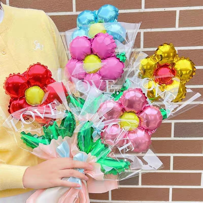 💐 ลูกโป่งฟอยล์ ช่อดอกไม้ ดอกไม้