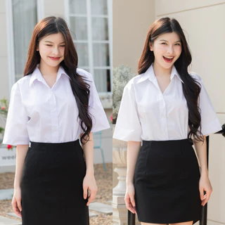 เสื้อนักศึกษาทรงบอยแขนสามเหลี่ยม แขนยาว10นิ้ว เสื้อนักศึกษาแขนสามเหลี่ยม