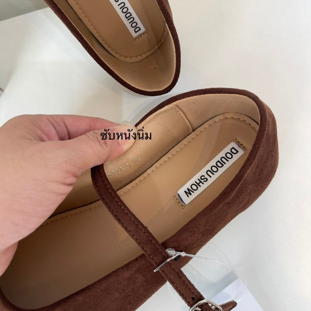 (พร้อมส่งจากไทย) รองเท้าแมรี่เจน หนังนิ่ม สีมอคค่า (MOCHA) รุ่น KAREN MARYJANE
