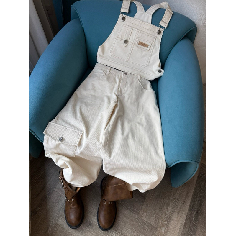 CAMPBELL CORDUROY IVORY OVERALLS