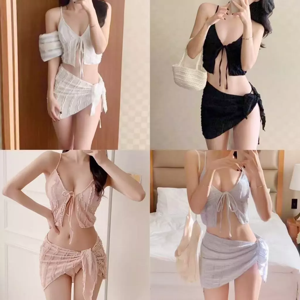 🌸Swift Bra🌸ชุดว่ายน้ำ Bikini บิกินี่ 3 ชิ้น ผ้าจีบ แฟชั่นเกาหลี ใหม่ ด้วยฟองน้ำ summer Beach