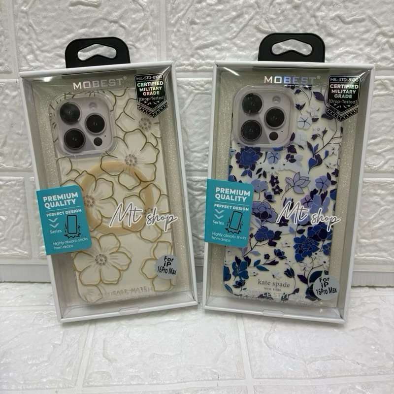 Mobest เคสใสลายดอกไม้กันกระแทก Magnetic Charger สำหรับi14promax 15promax 16 16pro 16promax