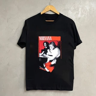ผู้ชาย เสื้อยืด คอกลมNirvana ระบายอากาศ อเนกประสงค์ อ่อนนุ่ม ใส่สบาย สีดำ สีขาว POPtshirt ขนาด S-5XL