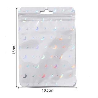 [50 ใบ] ถุงซิปหน้าใสหลังทึบ ลายโฮโลแกรม : ดาว/หัวใจ (ขนาด 10…