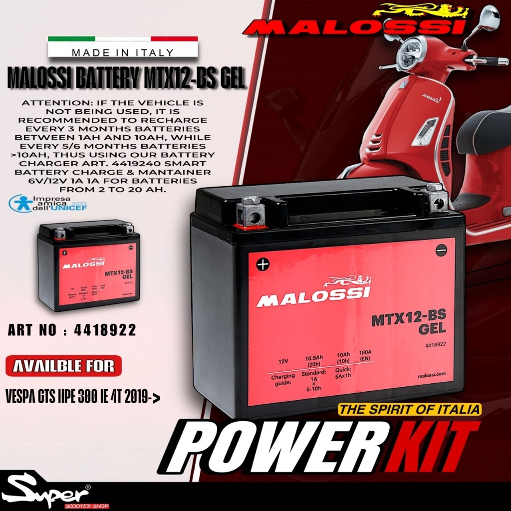 MALOSSI BATTERYTT MTX12-BS GEL  FOR GTS 300 CODE : 4418922