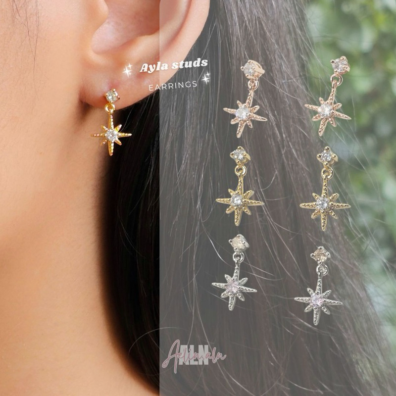 Ayla stud earrings - Aelin.ALN ต่างหู​ ตุ้งติ้ง​ ตุ้มหู​ วัสดุพรีเมี่ยมสุดแฟร์​ ดูดีมาก​ มี4สี​แพ้ง่ายใส่ได้ค่ะ #SE6-12