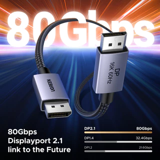 Ugreen สาย DisplayPort 2.1 80Gbps รองรับ 16K/60Hz สำหรับจอเกมมิ่ง การตัดต่อ รุ่น DP131