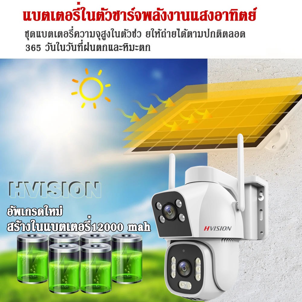 🔥 คลาวด์ซิมการ์ดในตัว🔥AOV กล้องวงจรปิดโซล่าเซลล์ ใส่ซิม เลนส์คู่ Solar CCTV/ Battery Power 8MP พลังงานแสงอาทิตย์