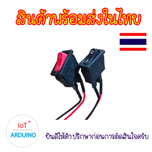 KCD-110  สวิตซ์ เปิด/ปิด แบบ 2 ขา 6A ขนาด 24.5mm x 18.8mm พร้อมสายไฟ สินค้าพร้อมส่ง!!!