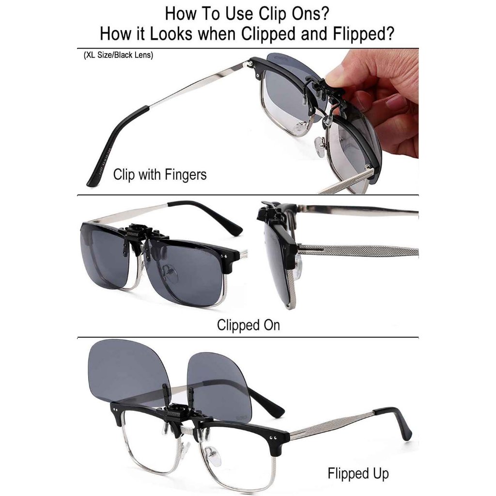 คลิปหนีบแว่นตา กันแดด กรองแสงสีฟ้า คลิปหนีบแว่นตา กันแดด กัน UV พลิกได้ กันลม น้ำหนักเบา พกพาง่าย แว่นตาแบบหนีบ - รูปที่ 4