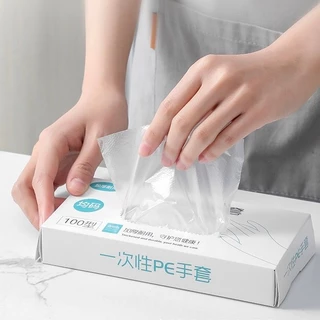 ถุงมือทำอาหาร แบบใช้แล้วทิ้ง ถุงมือแบบใช้แล้วทิ้ง ถุงมือ Food Grade แบบกล่อง 100 ชิ้น