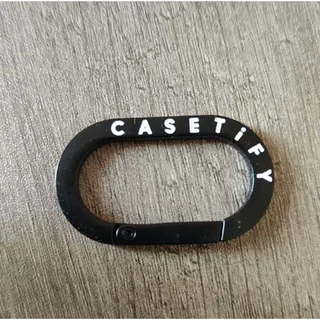CASETiFY earphone case hook hanging chain keychain portable anti drop black metal ring buckle with original logo letters