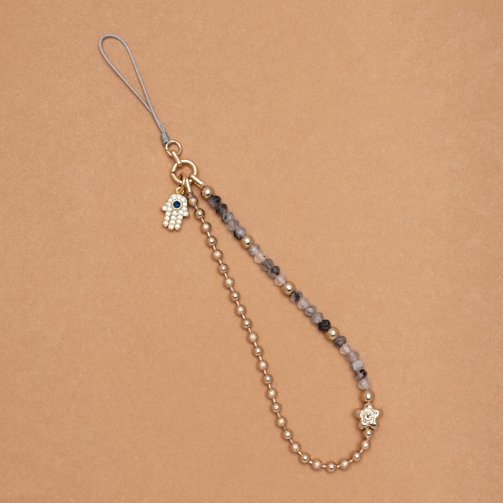 RUTILATED QUARTZ - KEYCHAIN LUCKY CHARM   พวงกุญแจหินมงคลแถมฟรีจี้ 1 ชิ้น