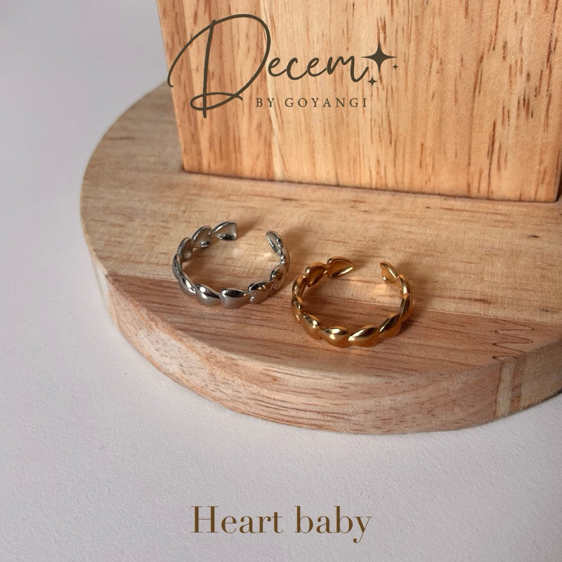 Decem - Heart baby แหวนปรับขนาดหัวใจรอบวง สแตนเลสไม่ลอกไม่ดํา