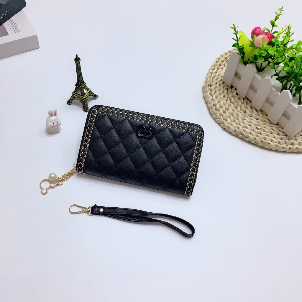DNN02#กระเป๋าสตางค์ใบกลางมีช่วงใส่บัตรงทั้งหมด4ช่อง 📌วัดสุด:หนังPU รุ่นใหม่มีสายคล้องมือทุกใบค่ะ