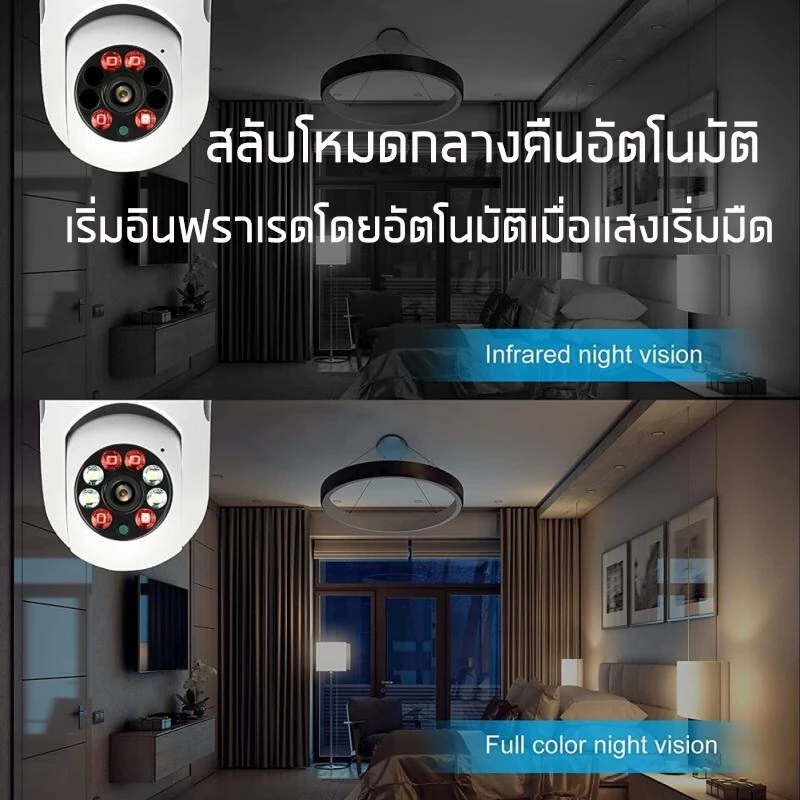 กล้องกันขโมย กล้อง หลอดไฟ V380 E27A CCTV  8MP IP กล้องรักษาความปลอดภัย การตรวจจับการเคลื่อนไหวเสียงสองทางกันน้ํ
