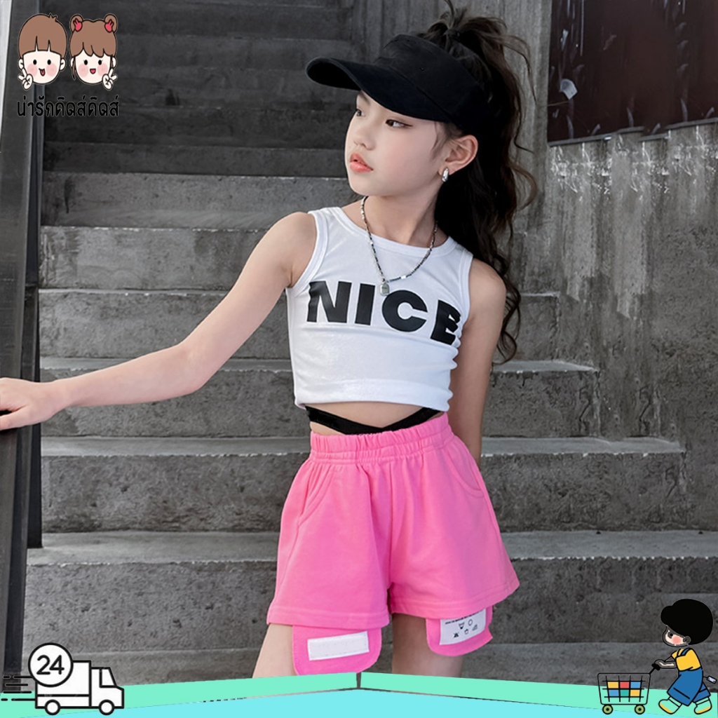 เสื้อกล้ามเด็กผู้หญิง เสื้อครอปแขนกุดเด็ก พิมพ์ลาย ผ้านิ่ม ใส่สบาย ไซส์100-140