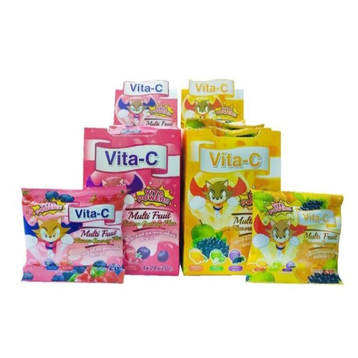 [ยกกล่อง]Vita-C Multi Fruit Gummy เยลลี่ผลไม้ผสมวิตามินซี เคี้ยวหนุบหนับ สำหรับเด็ก ซองละ 20 กรัม