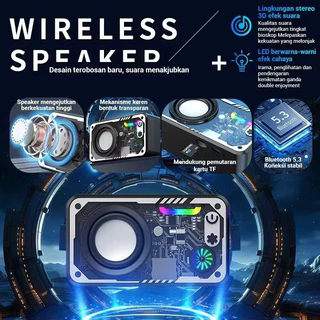 V1ลําโพงไร้สาย V5.3 ลําโพงทรงพลัง ไฟ LED ลําโพงขนาดเล็กกลางแจ้งแบบพกพารองรับ TF