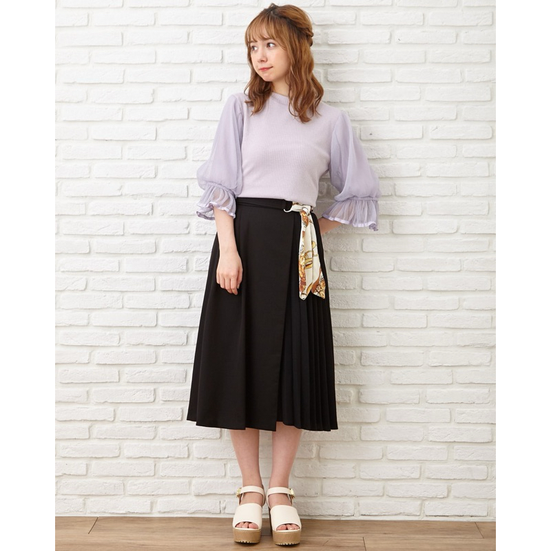 [พร้อมส่ง] INGNIกระโปรงยาวคลุมเข่า มีผ้าพัน D-ring เข็มขัดติดกระโปรงสีดำ มือ1 แบรนด์ญี่ปุ่นแท้💯%ป้ายครบ