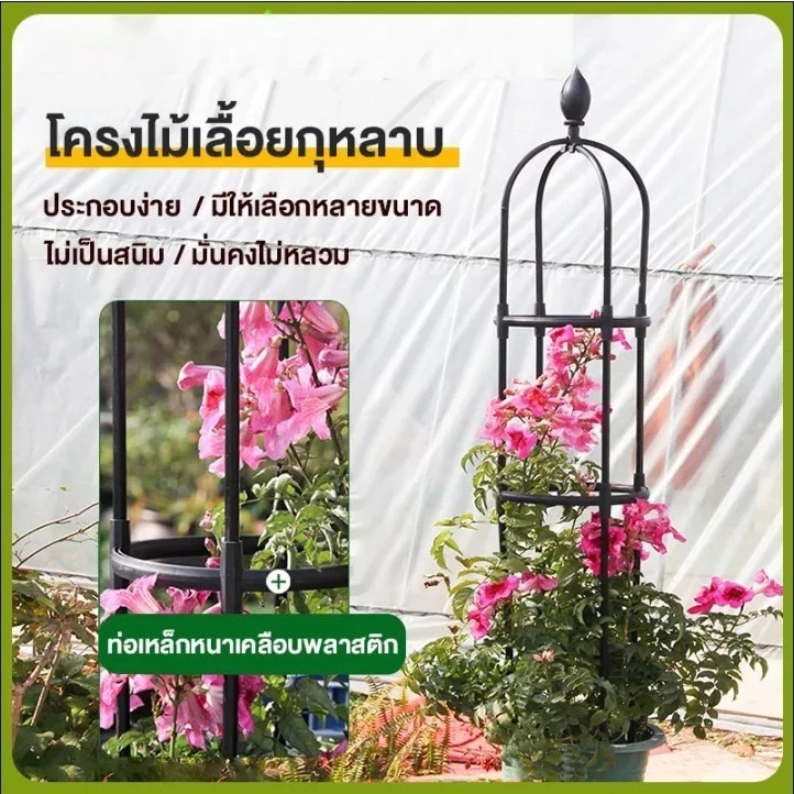 ซุ้มกุหลาบ โครงกุหลาบเลื้อย ซุ้มไม้เลื้อย เหล็กแข็งแรง กระถางต้นไม ท่อเหล็กเคลือบ กันสนิ 95/145cm*28cm