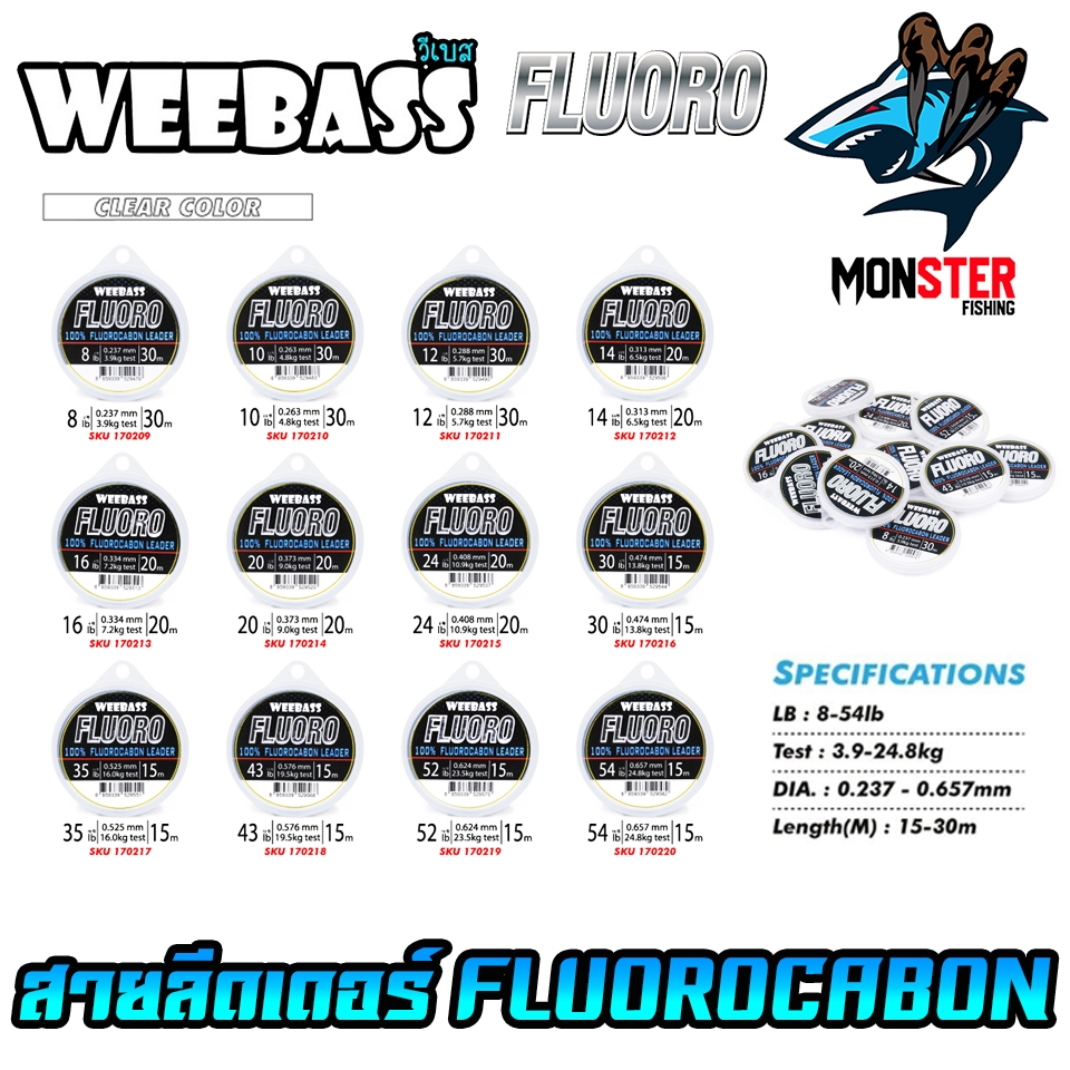 สายลีดเดอร์ สายหน้า WEEBASS FLUOROCARBON LEADER 100% (ตกปลาฟันคม) รูปที่ 2
