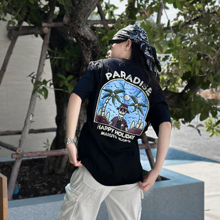 VINTAGE FACTORY เสื้อยืด Cotton100% PARADISE - เทคนิคซิลค์สกรีน สีจมลงเนื้อผ้าติดทนนาน