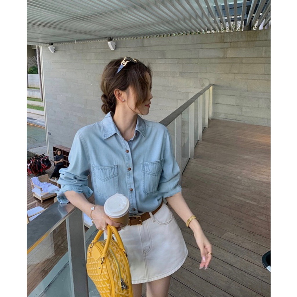 🧡🧵 🇰🇷 W3910 กระโปรงกางเกง ผ้ายีนส์ เป็นทรงเบสิค งานสวย ทรงน่ารัก แฟชั่นเกาหลี TAG WG.WE 🧵🧡 - รูปที่ 4