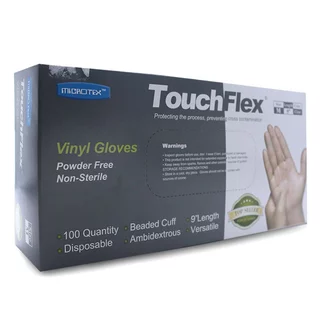 MICROTEX TouchFlex(100 ชิ้น/กล่อง)ถุงมือยางไวนิลสีใส | ทำอาหาร | งานบ้าน | ทำความสะอาด