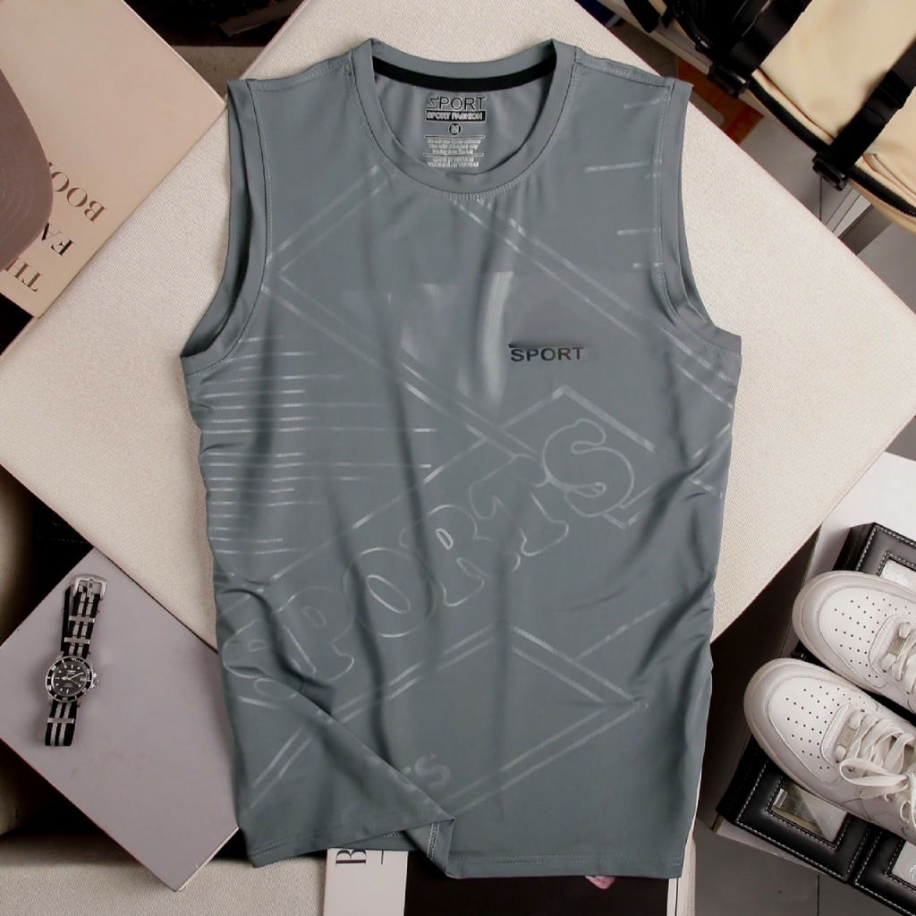 เสื้อกีฬาสกรีนSPORT ผ้านุ่มลื่น ใส่สบาย แขนกุด มีไซ M L XL XXL 3XL