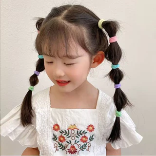 ที่คาดผมแบบไร้ตะเข็บสำหรับเด็กผู้หญิง 100 ชิ้น/แพ็ค ที่คาดผมแบบยืดหยุ่นสูงสำหรับเครื่องประดับผมหางม้าสำหรับเด็ก
