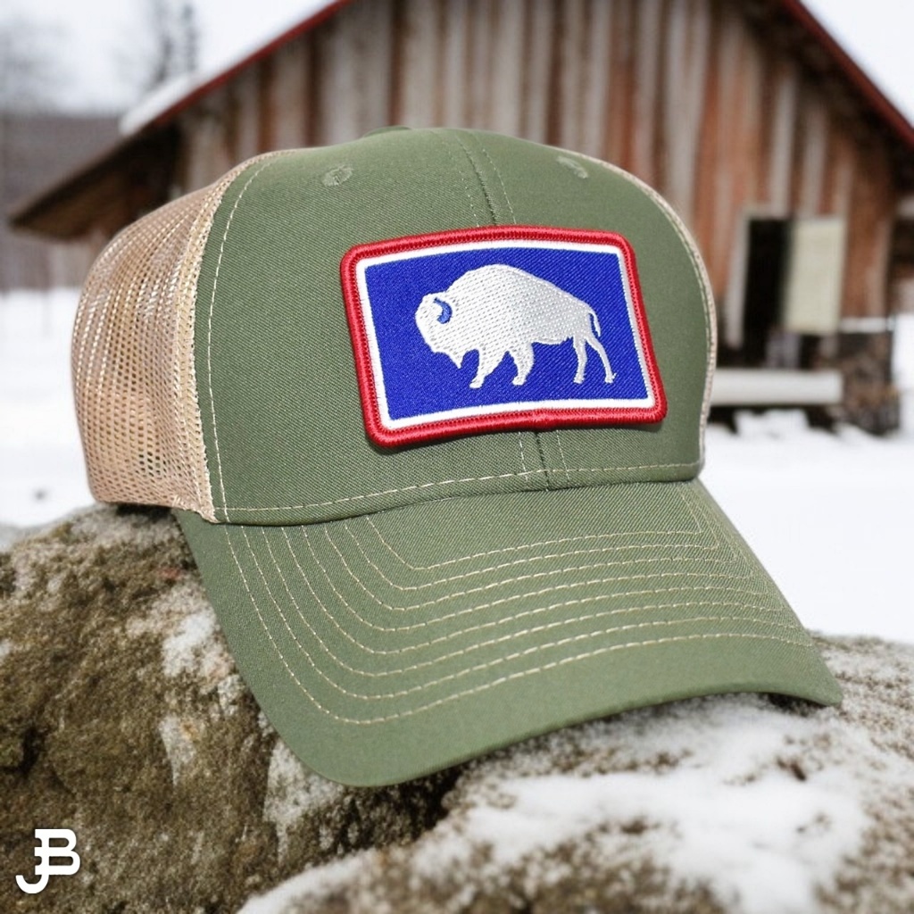 Buffalo Johnson , Trucker Hat , Wyoming State Flag