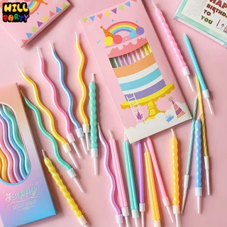 เทียนวันเกิดสีพาสเทลเคลือบมุก เทียนเกลียวพาสเทลสั้น มี3แบบ สวยแวววาว(พร้อมส่ง)