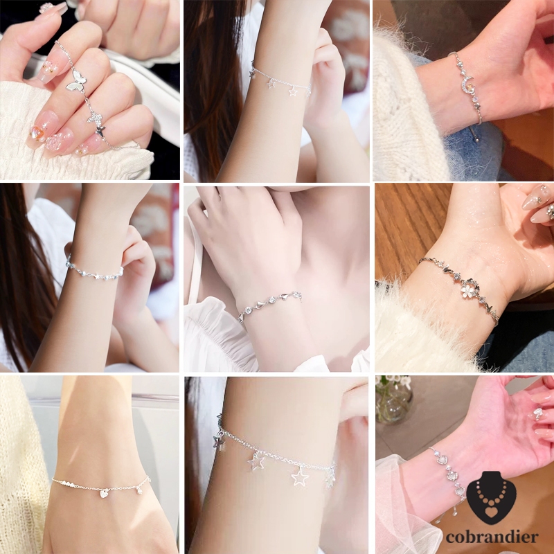 CODส่งเร็ว⚡สร้อยข้อมือS925รูปดาวพู่จี้รูปดาวห้าแฉกแต่งรูกลวงแฟชั่นสไตล์เกาหลีไม่ตกสีเครื่องประดับผู้หญิงมีหลายสไตล์ให้เล